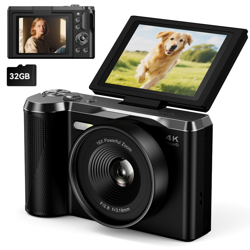 Ceļojumu bezspoguļu kamera ar atveramu ekrānu un periskopiskā tipa objektīvu (4K, CMOS sensoru, 3,0 collu LCD)