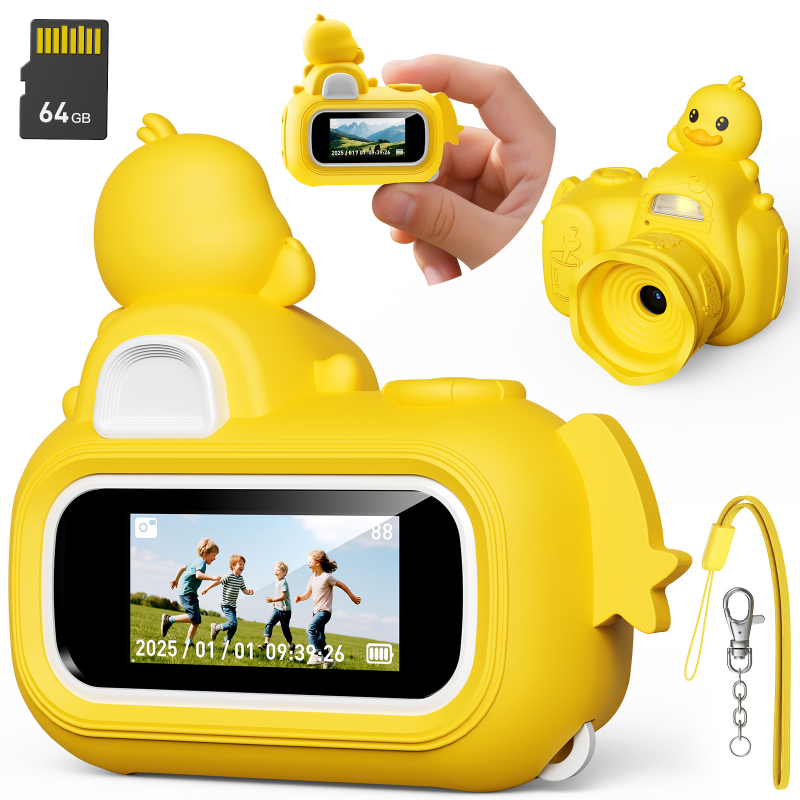 Cameră digitală pentru copii MC6 Little Yellow Duck – 12–20 MP, ecran LCD de 0,96 inch, card TF