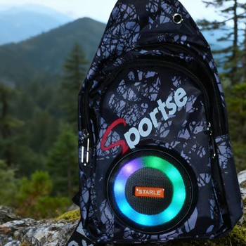 Višenamjenska torbica preko ramena s govornikom, integrirani subwoofer, Bluetooth 5.3, 10W, 52 mm zvučnik, 50 Hz–20 kHz, SNR ≥85 dB