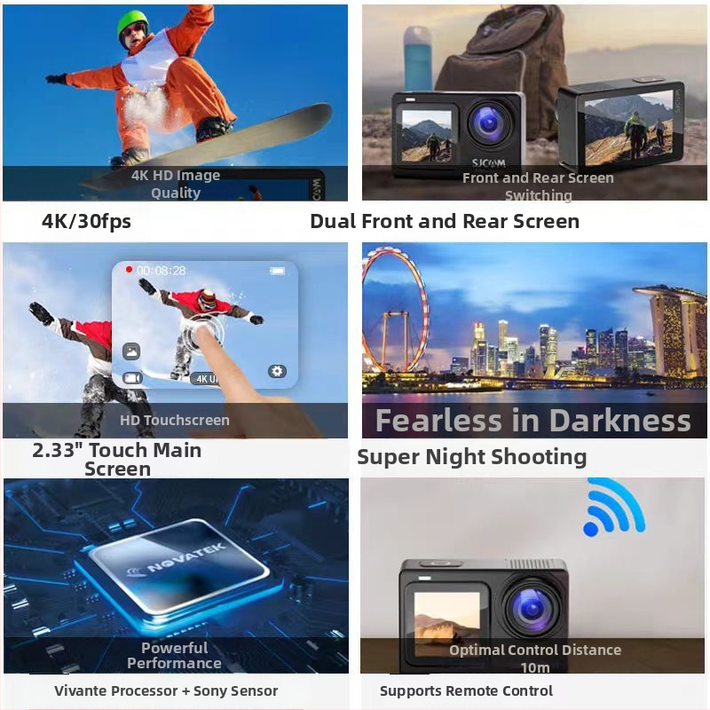 Κάμερα δράσης SJ8 Dual Screen με 4K30fps, αισθητήρας Sony IMX335, διπλή οθόνη αφής, οπτική σταθεροποίηση