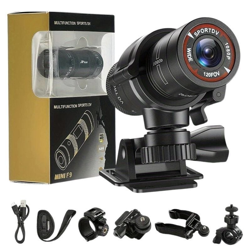 Cameră de acțiune F9, 1080p, Rezistentă la apă, Senzor CMOS, USB 3.0, autonomie baterie 4 ore