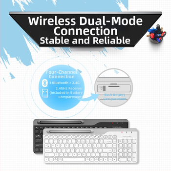 Shuangfeiyan FBK25 Klávesnica — Bluetooth Bezdrôtový Dvojitý Režim, 104 Kláves, Ultra tenká, ABS Materiál, X-Frame Technológia