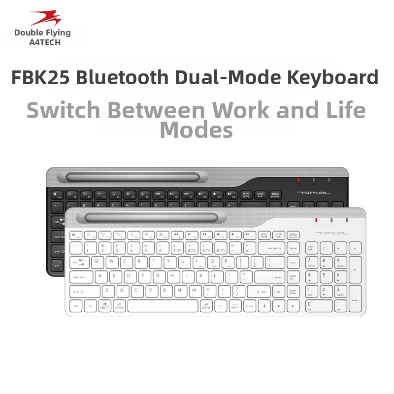 Shuangfeiyan FBK25 Klávesnica — Bluetooth Bezdrôtový Dvojitý Režim, 104 Kláves, Ultra tenká, ABS Materiál, X-Frame Technológia