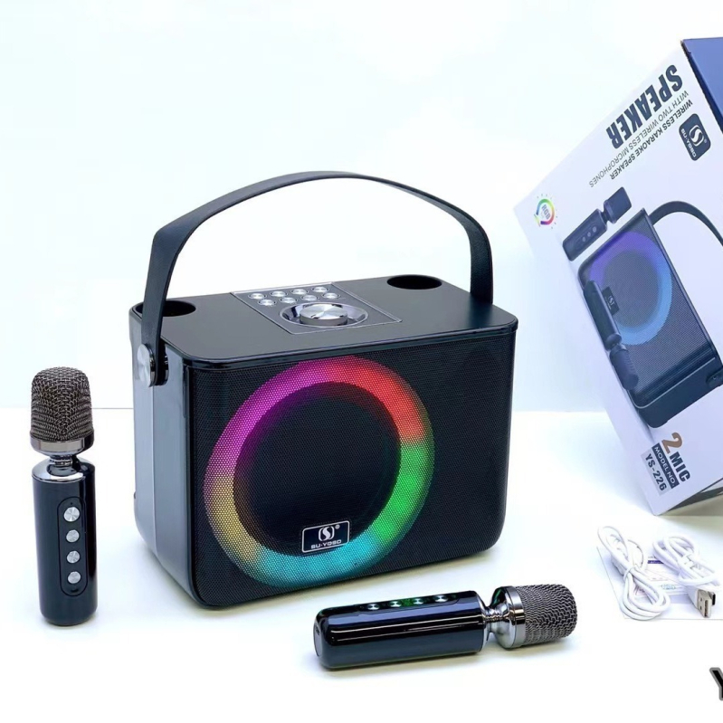 Bežični Bluetooth zvučnik sa subwooferom i dvostrukim mikrofonom, karaoke sve-u-jednom za dom i van – Bluetooth 5.3, 12W, ugrađena baterija 2000–4000 mAh, 150 Hz–20 kHz, domet 10 m