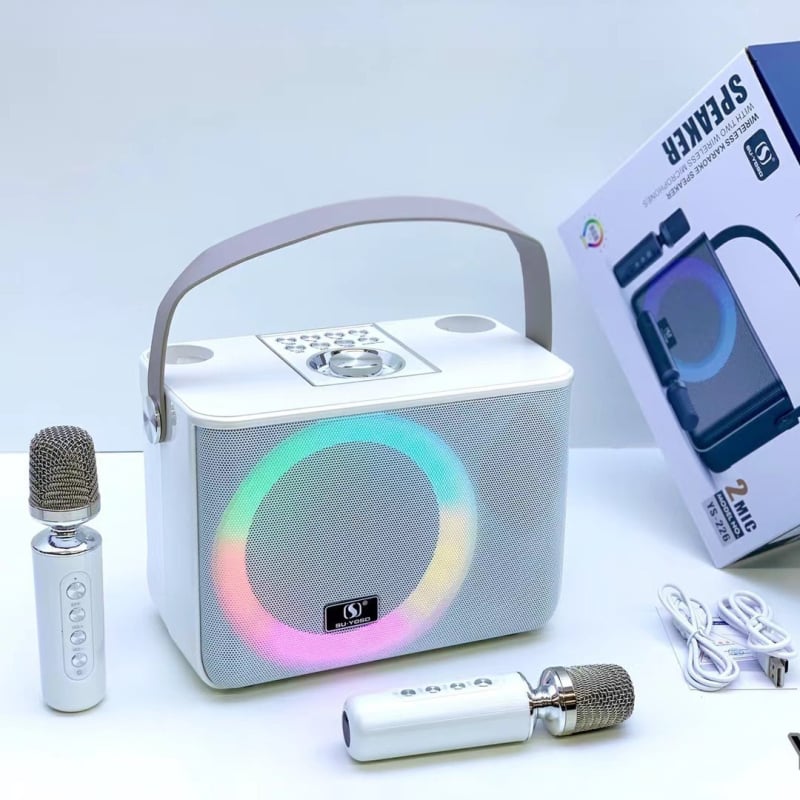 Bežični Bluetooth zvučnik sa subwooferom i dvostrukim mikrofonom, karaoke sve-u-jednom za dom i van – Bluetooth 5.3, 12W, ugrađena baterija 2000–4000 mAh, 150 Hz–20 kHz, domet 10 m