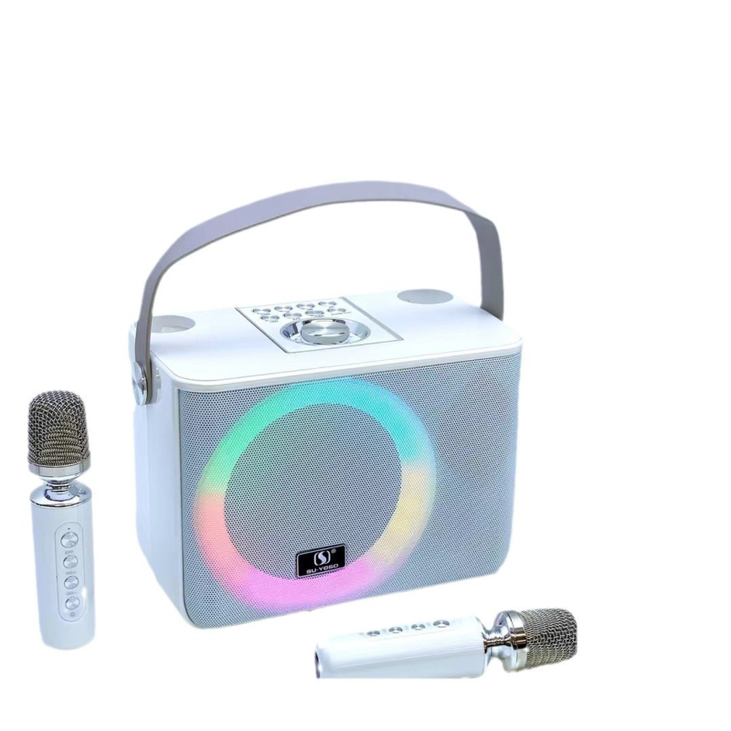 Bežični Bluetooth zvučnik sa subwooferom i dvostrukim mikrofonom, karaoke sve-u-jednom za dom i van – Bluetooth 5.3, 12W, ugrađena baterija 2000–4000 mAh, 150 Hz–20 kHz, domet 10 m