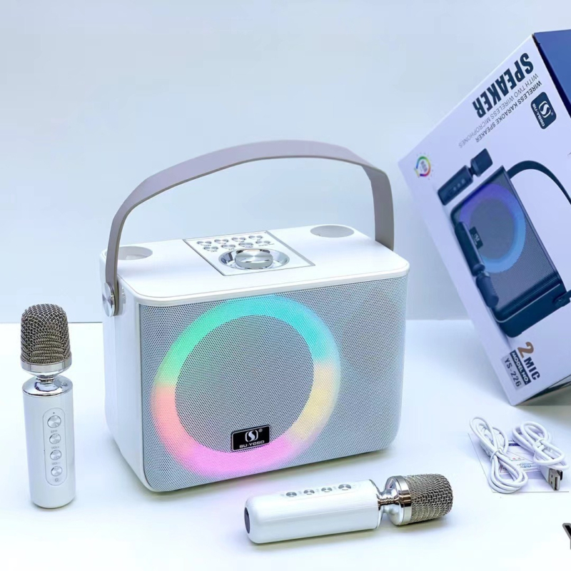 Bežični Bluetooth zvučnik sa subwooferom i dvostrukim mikrofonom, karaoke sve-u-jednom za dom i van – Bluetooth 5.3, 12W, ugrađena baterija 2000–4000 mAh, 150 Hz–20 kHz, domet 10 m