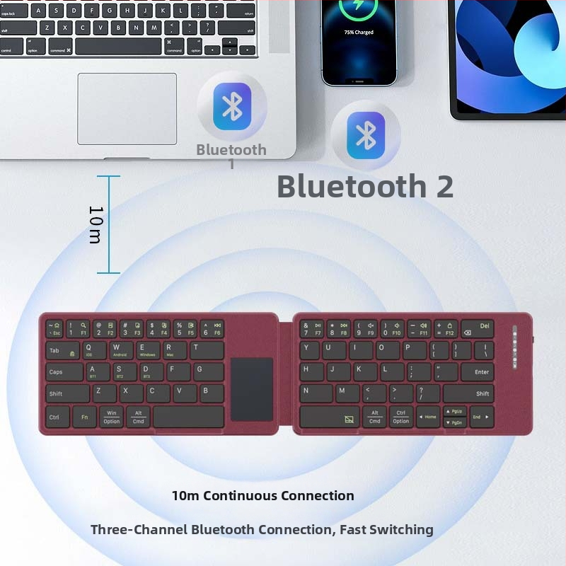 Bluetooth klávesnica, až 87 kláves, bezdrôtové pripojenie Bluetooth, USB rozhranie, scissor-switch, podporuje až 3 zariadenia