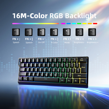 61-tipkovna bežična tipkovnica s RGB osvjetljenjem, tri načina povezivanja: 2.4G/Bluetooth/USB, USB sučelje
