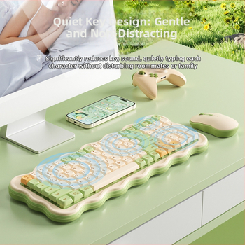 Bezdrôtový set klávesnice a myši B.O.W MK98, 98 kláves, bezdrôtové pripojenie, USB rozhranie pre myš, dizajn kláves so štruktúrou kráter, kompatibilné so stolným počítačom