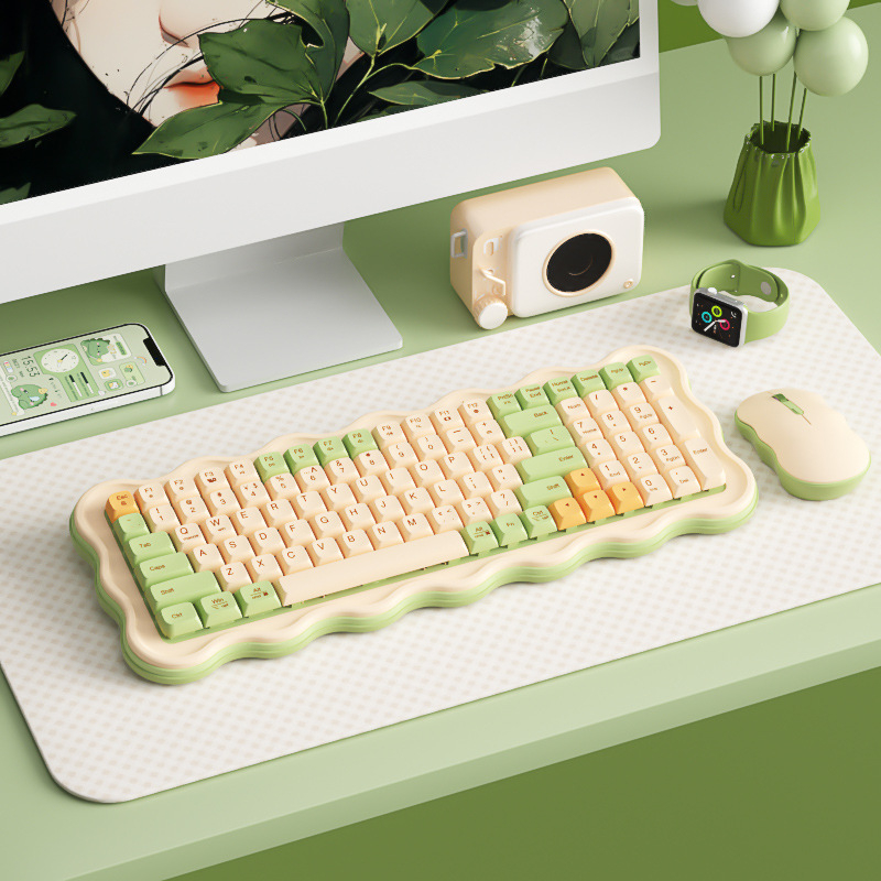 Bezdrôtový set klávesnice a myši B.O.W MK98, 98 kláves, bezdrôtové pripojenie, USB rozhranie pre myš, dizajn kláves so štruktúrou kráter, kompatibilné so stolným počítačom