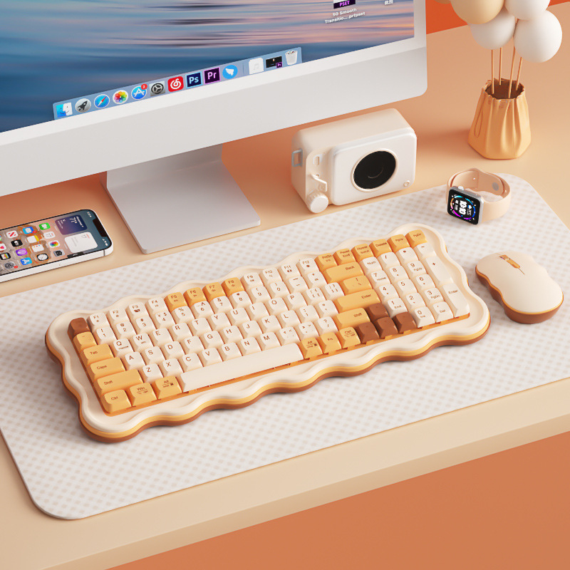 Bezdrôtový set klávesnice a myši B.O.W MK98, 98 kláves, bezdrôtové pripojenie, USB rozhranie pre myš, dizajn kláves so štruktúrou kráter, kompatibilné so stolným počítačom