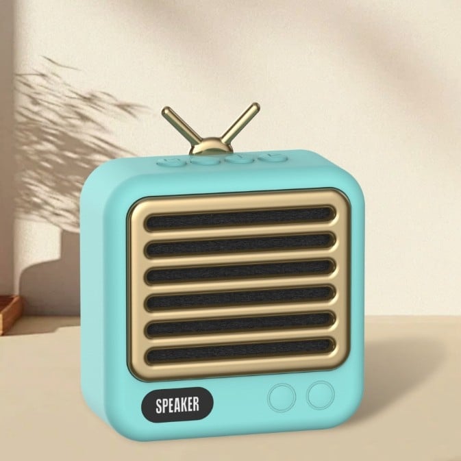 difuzor Bluetooth retro cu baterie încorporată de 300–500 mAh, 3W, 20Hz–20kHz, SNR ≥85 dB, rază de până la 10 m