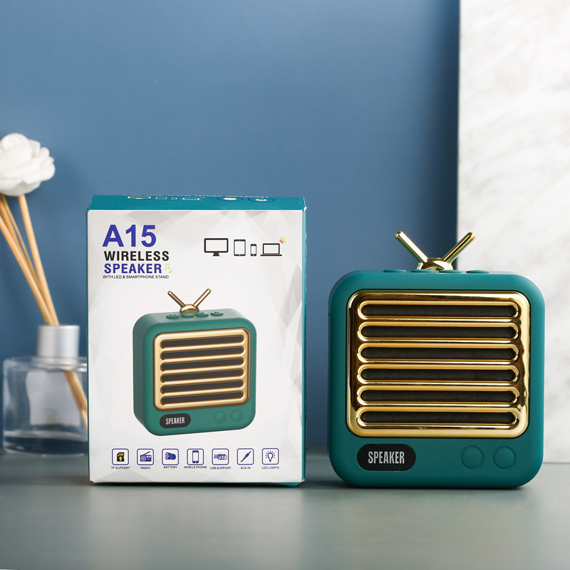 difuzor Bluetooth retro cu baterie încorporată de 300–500 mAh, 3W, 20Hz–20kHz, SNR ≥85 dB, rază de până la 10 m