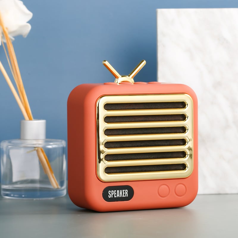 difuzor Bluetooth retro cu baterie încorporată de 300–500 mAh, 3W, 20Hz–20kHz, SNR ≥85 dB, rază de până la 10 m