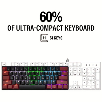 Μηχανικό πληκτρολόγιο με 87 πλήκτρα, ενσύρματο, RGB φωτισμός, διακόπτες μηχανικοί τύπου shaft