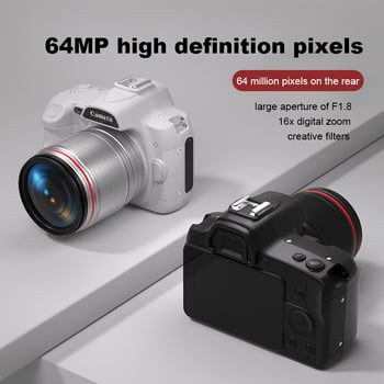 Cameră digitală cu cameră dublă în față și în spate, senzor CMOS de 8 MP, zoom optic 8x, ecran LCD de 2,8 inchi, rezoluție 3680×2456, stocare 64GB