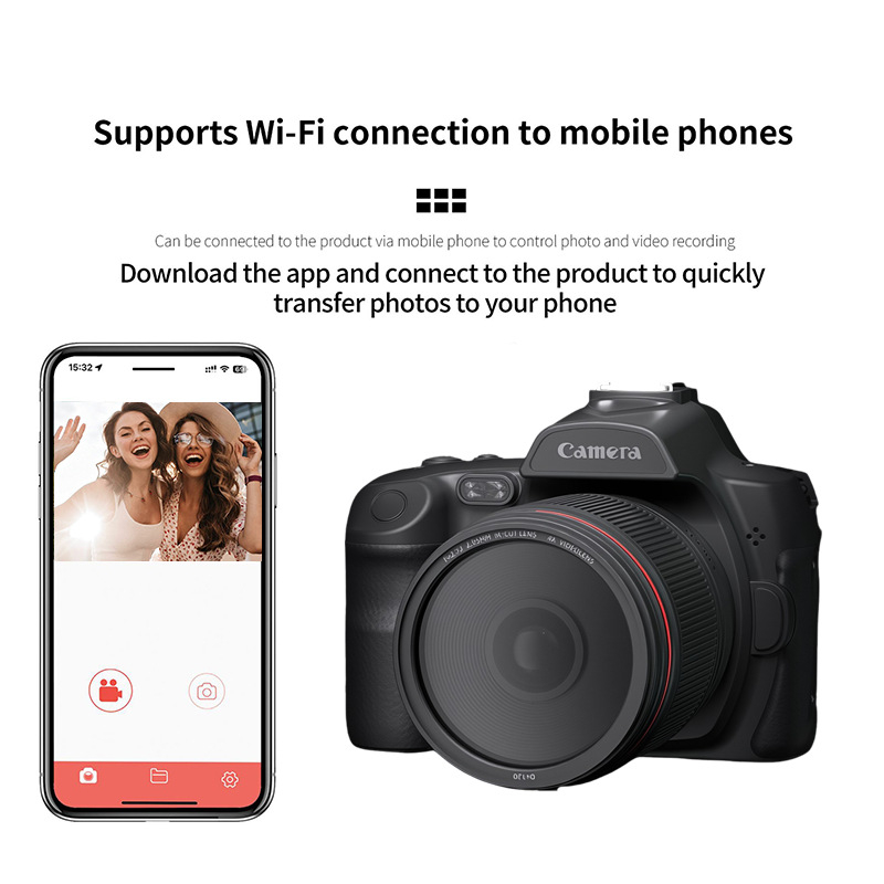 Cameră digitală cu cameră dublă în față și în spate, senzor CMOS de 8 MP, zoom optic 8x, ecran LCD de 2,8 inchi, rezoluție 3680×2456, stocare 64GB