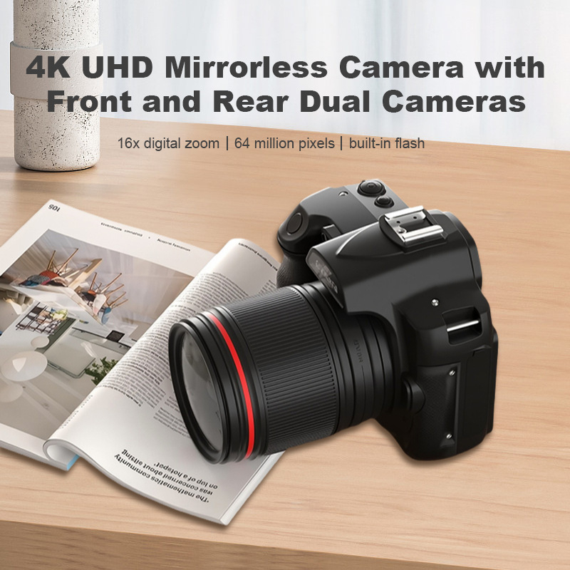 Cameră digitală cu cameră dublă în față și în spate, senzor CMOS de 8 MP, zoom optic 8x, ecran LCD de 2,8 inchi, rezoluție 3680×2456, stocare 64GB