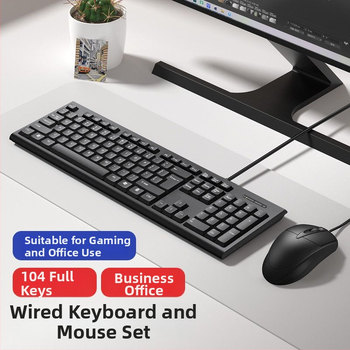 USB káblový set klávesnice a myši, 104 kláves, numerická klávesnica, káblové pripojenie, bez podsvietenia