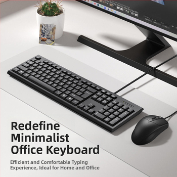 USB káblový set klávesnice a myši, 104 kláves, numerická klávesnica, káblové pripojenie, bez podsvietenia