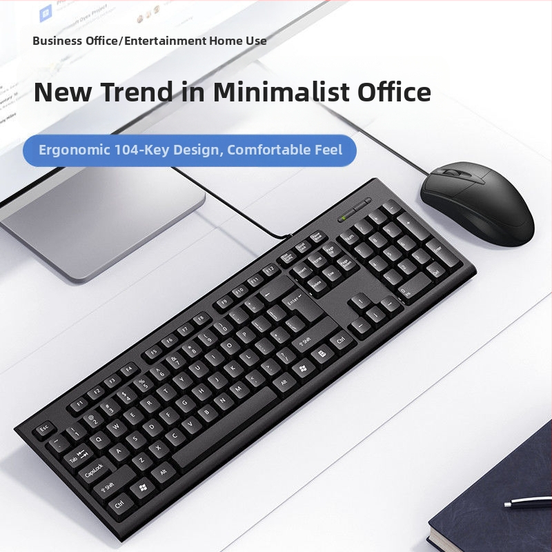 USB káblový set klávesnice a myši, 104 kláves, numerická klávesnica, káblové pripojenie, bez podsvietenia