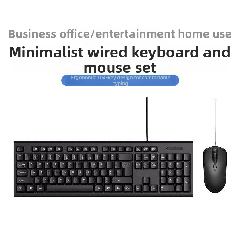 USB káblový set klávesnice a myši, 104 kláves, numerická klávesnica, káblové pripojenie, bez podsvietenia