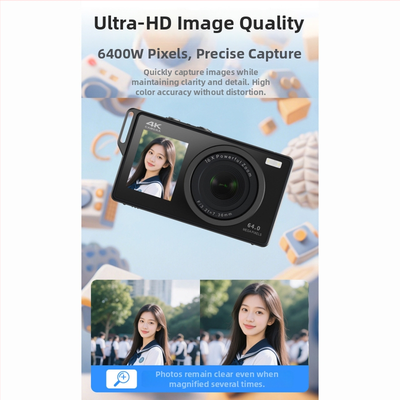 HDKING DC81V Cameră cu card - 4K/30fps, Zoom optic 16x, senzor CCD 1/1.8", 24MP, Obiectiv Periscop