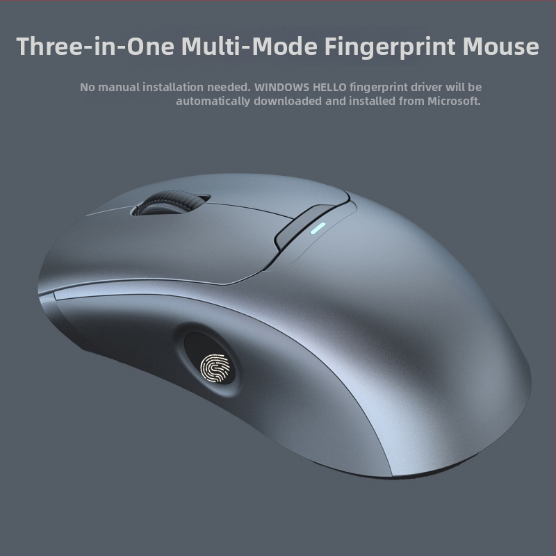 3 režimų belaidė pelė su pirštų atspaudų jutikliu Ft108 — Bluetooth, 2500 DPI, veikimo nuotolis 10 m, svoris 96 g, ergonomiškas dizainas