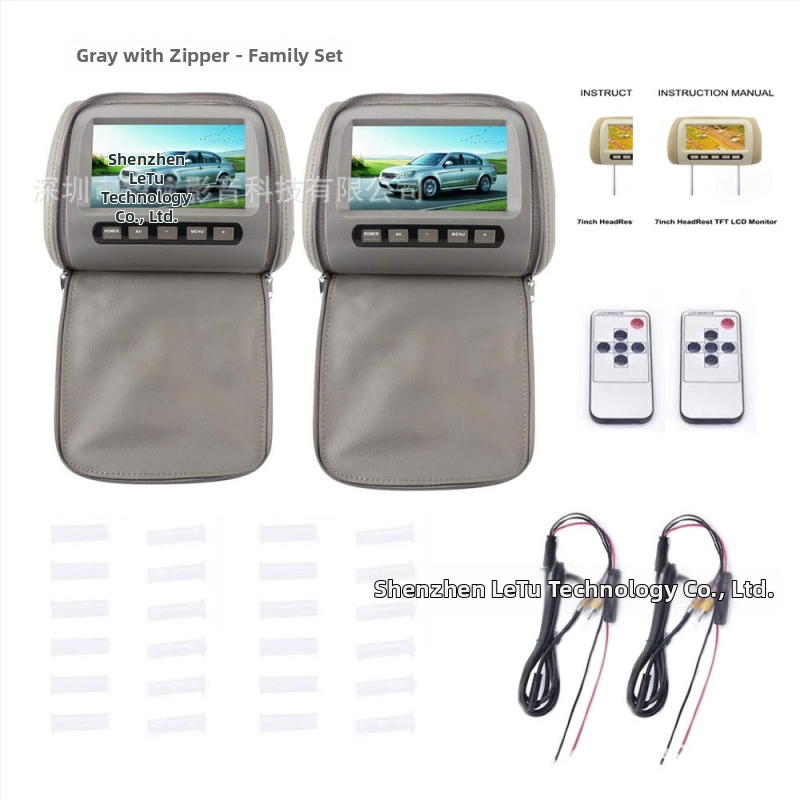 Automobilio galvos atramos LCD monitorius DL-HM715, TFT-LCD, 800x480 raiška, CVBS įvestis, universalus suderinamumas