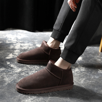 Vīriešu ādas ziemas zābaki ar flīsa oderi, zems šahts, pretslīdes zole, ziemas apavi