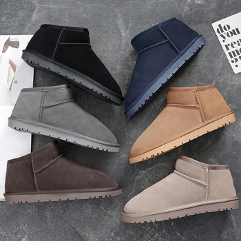 Vīriešu ādas ziemas zābaki ar flīsa oderi, zems šahts, pretslīdes zole, ziemas apavi