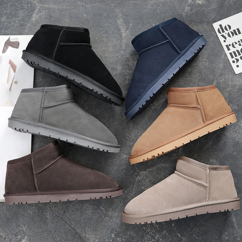 Vīriešu ādas ziemas zābaki ar flīsa oderi, zems šahts, pretslīdes zole, ziemas apavi