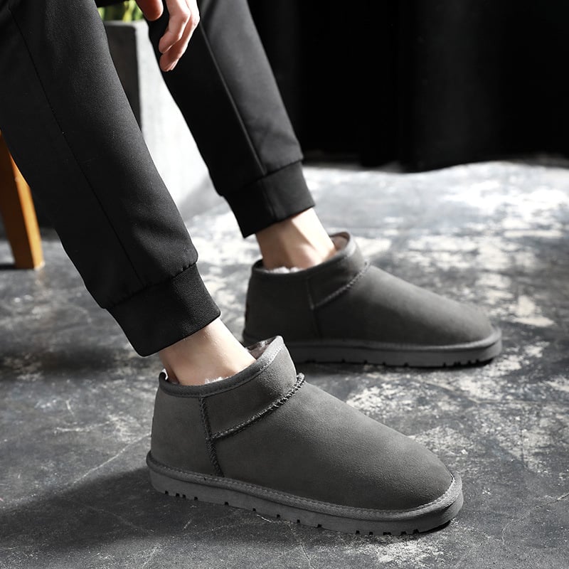 Vīriešu ādas ziemas zābaki ar flīsa oderi, zems šahts, pretslīdes zole, ziemas apavi