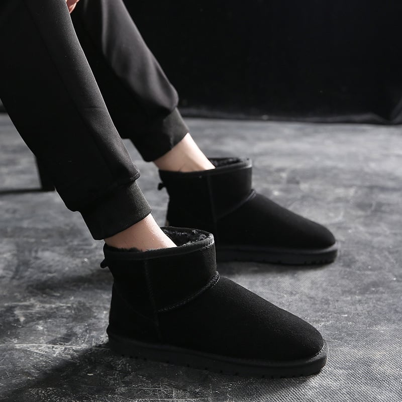 Vīriešu ādas ziemas zābaki ar flīsa oderi, zems šahts, pretslīdes zole, ziemas apavi