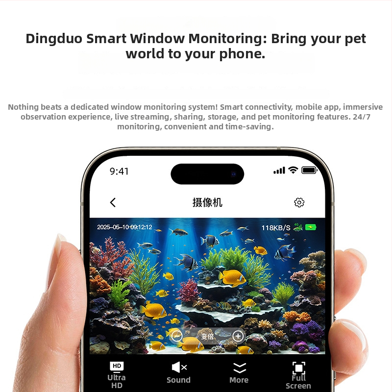 Cameră wireless cu Wi-Fi pentru monitorizare macro a animalelor de companie – vedere nocturnă până la 10 m, iluminare minimă 0.001 lux, detecție mișcare PIR, temperatură de operare -10 până la 50 °C