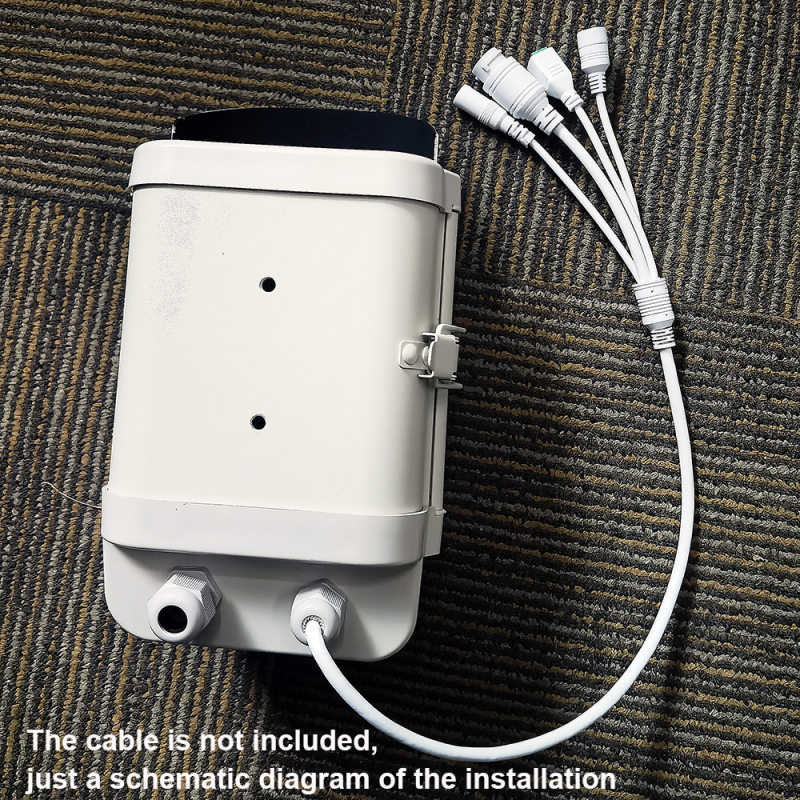 Alumīnija sakausējuma aizsargkorpuss novērošanas kamerai, ūdensnecaurīgs un putekļu izturīgs, kabelim līdz 8 mm ieeja, darba temperatūra -40 °C līdz 70 °C.