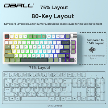 Dragon Ball GK75 mechanická klávesnica, tri režimy pripojenia: káblové, Bluetooth a bezdrôtové; zelené spínače, RGB podsvietenie, vodotesná