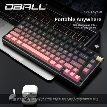 Dragon Ball GK75 mechanická klávesnica, tri režimy pripojenia: káblové, Bluetooth a bezdrôtové; zelené spínače, RGB podsvietenie, vodotesná