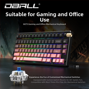 Dragon Ball GK75 mechanická klávesnica, tri režimy pripojenia: káblové, Bluetooth a bezdrôtové; zelené spínače, RGB podsvietenie, vodotesná