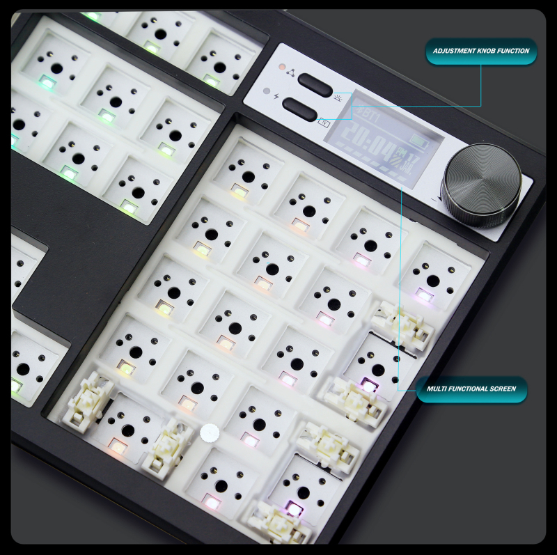 GMK104 trostruki način DIY komplet mehaničke tipkovnice s okretnim gumbom, hot-plug, VIA kompatibilan