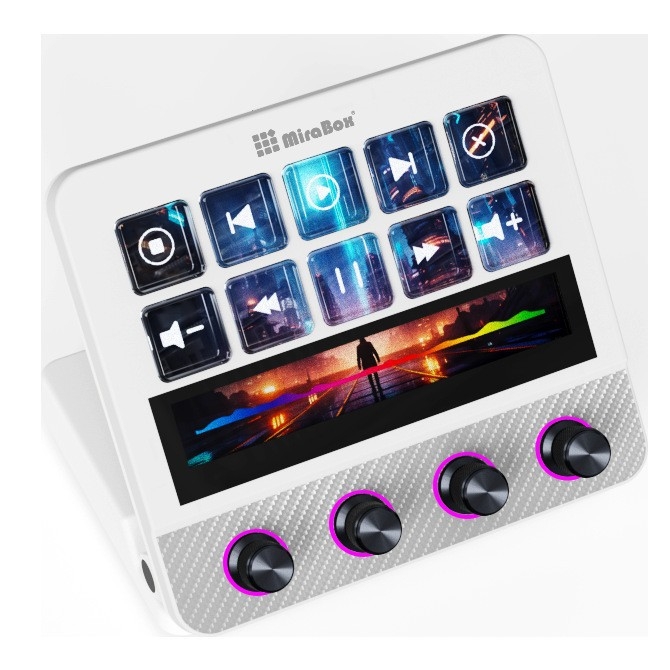 N4Pro Stream Dock vizualna tipkovnica s knobom i touchbarom, žičana, 10 tipki, silikonsko tijelo, kabel 1.5 m, mono pozadinsko osvjetljenje, podržava prilagodbu