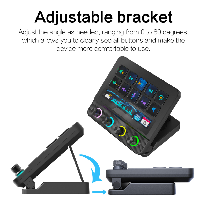 N4Pro Stream Dock vizualna tipkovnica s knobom i touchbarom, žičana, 10 tipki, silikonsko tijelo, kabel 1.5 m, mono pozadinsko osvjetljenje, podržava prilagodbu
