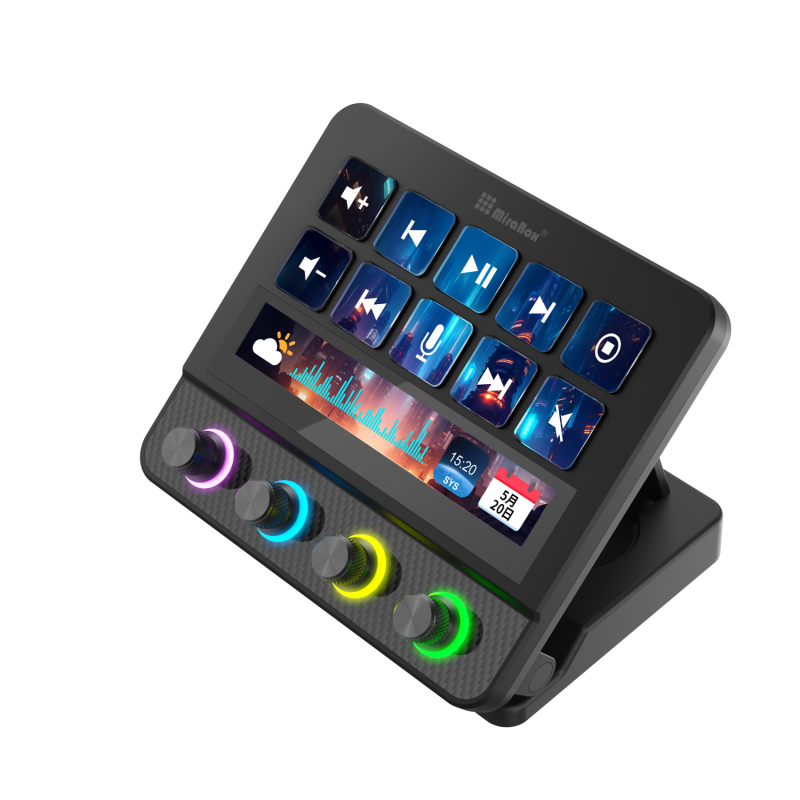 N4Pro Stream Dock vizualna tipkovnica s knobom i touchbarom, žičana, 10 tipki, silikonsko tijelo, kabel 1.5 m, mono pozadinsko osvjetljenje, podržava prilagodbu