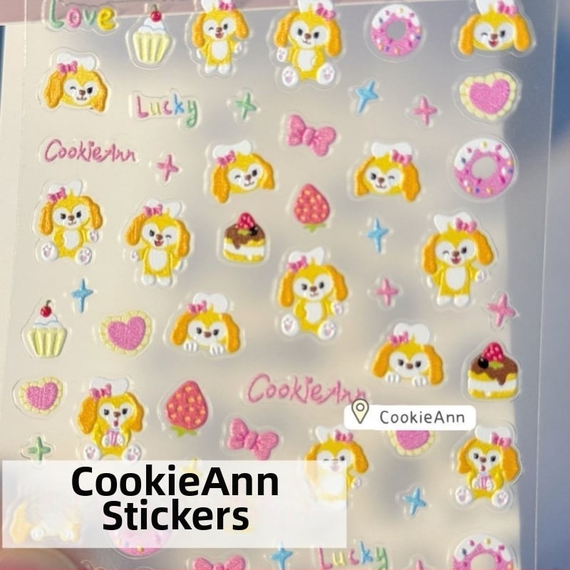 Manikiūro lipdukų rinkinys – mielas šuniukas animacinio stiliaus, 3D reljefas, DIY nagų dizainui