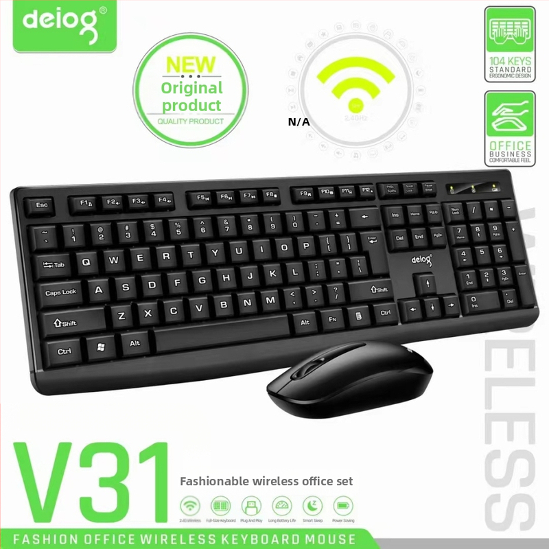 Deyilong V31 Bezdrôtový set klávesnice a myši pre stolný počítač a notebook, 2.4G