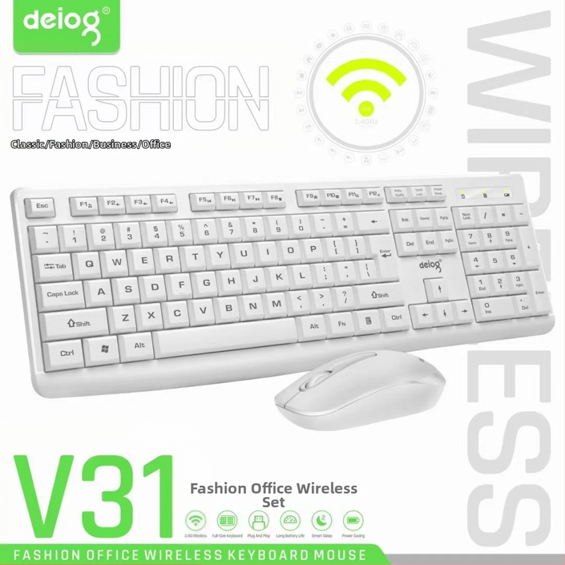 Deyilong V31 Bezdrôtový set klávesnice a myši pre stolný počítač a notebook, 2.4G