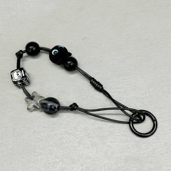 Șnur pentru telefon cu temă de pisică, lucrat manual, lanț PVC cu mărgele, unisex