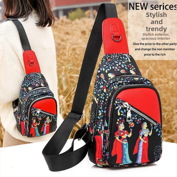 Norvanna Ženska crossbody torba – ulični stil, vodootporan Oxford materijal, najlonska podstava, zatvaranje zipom, etnički print