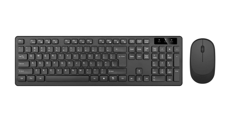 Σετ ασύρματου πληκτρολογίου και ποντικιού – 2.4G, USB πληκτρολόγιο και USB ποντίκι, 1600 DPI, αδιάβροχο, εργονομικός σχεδιασμός, δέκτης περιλαμβάνεται